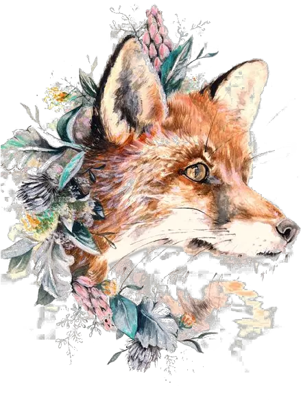  Download Tattoo Gray Fox Paper Wolf Red Hq Png Image Fox With Flowers On Head Wolf Skull Png