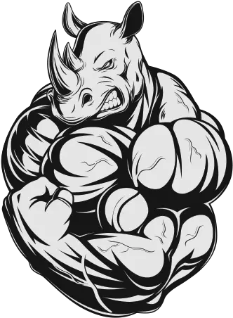  Printed Vinyl Tough Muscle Gym Rhino Body Builder Stickers Strong Bull Png Rhino Transparent Background