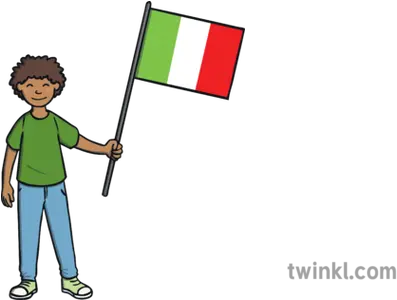  Boy Holding Italian Flag Country Flags Flag Spain Girl Cartoon Png Italian Flag Png