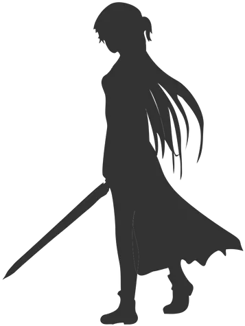  Anime Girl Sword Cloak Silhouette Transparent Png U0026 Svg Anime Girl Silhouette Sword Transparent Background