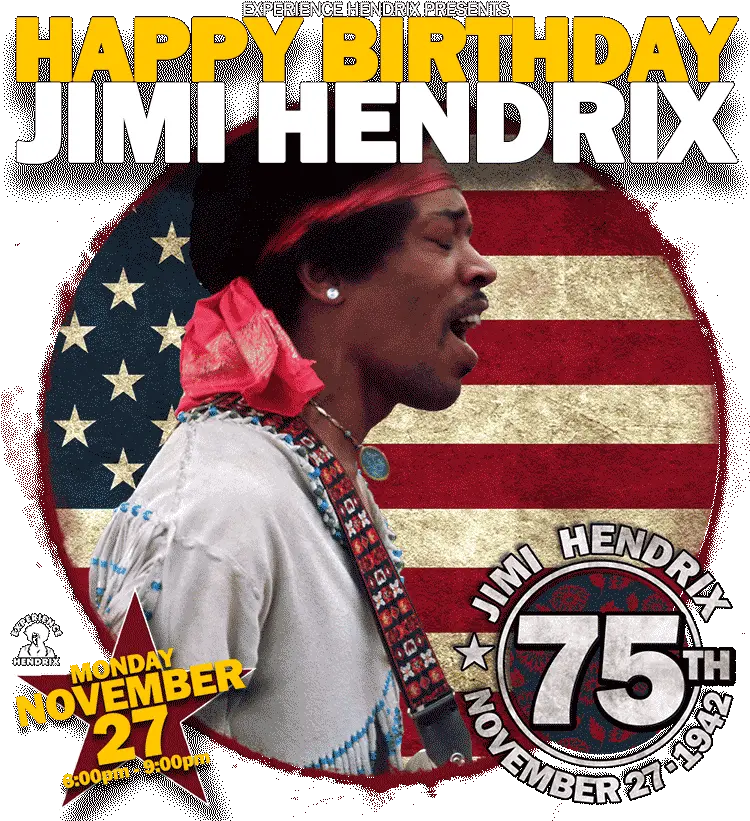  Happy 75th Birthday Jimi Hendrix Jimi Hendrix Birthday Png Jimi Hendrix Png