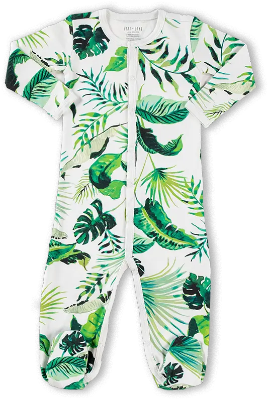  Hart Land Babytoddler Pima Cotton Footed Bodysuit Pj Banana Leaves Tropical Christmas Pajamas Png Banana Leaves Png