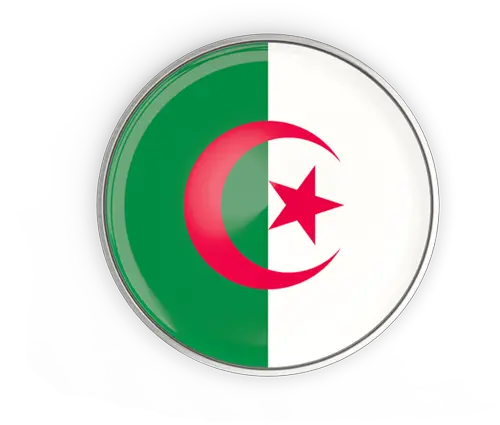  Round Button With Metal Frame Illustration Of Flag Algeria Round Algeria Flag Png Metal Frame Png