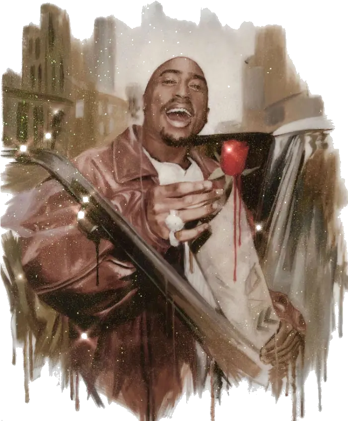  U2018the Rose That Grew From Concreteu2019 Glitter Embellished Print Rose That Grew From Concrete Tupac Artwork Png Tupac Png