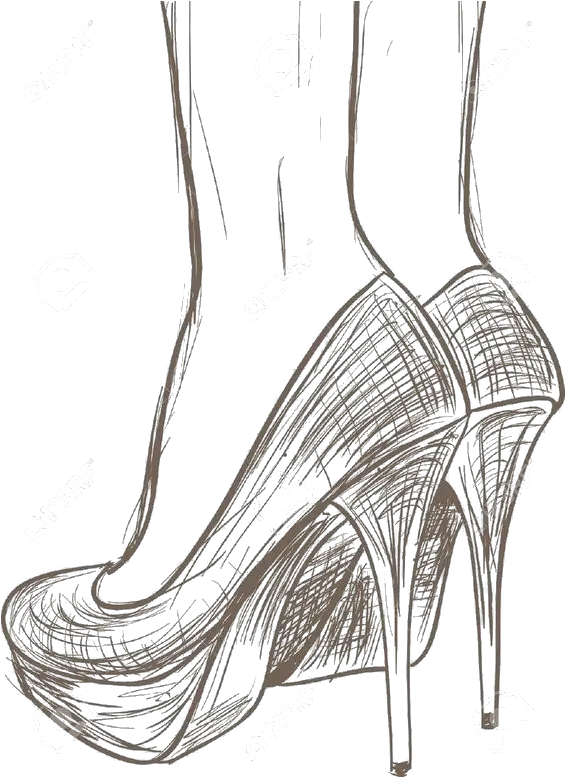  Download Shoe Drawing High Draw High Heel Shoes Full High Heel Shoe Drawings Png High Heel Png