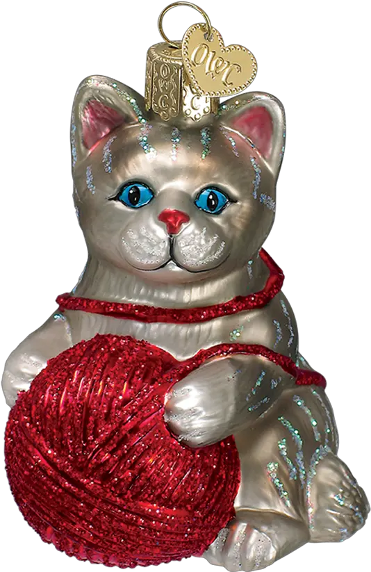  Download Grey Kitten Ornament With Ball 2196027 Png Christmas Day Ball Of Yarn Png