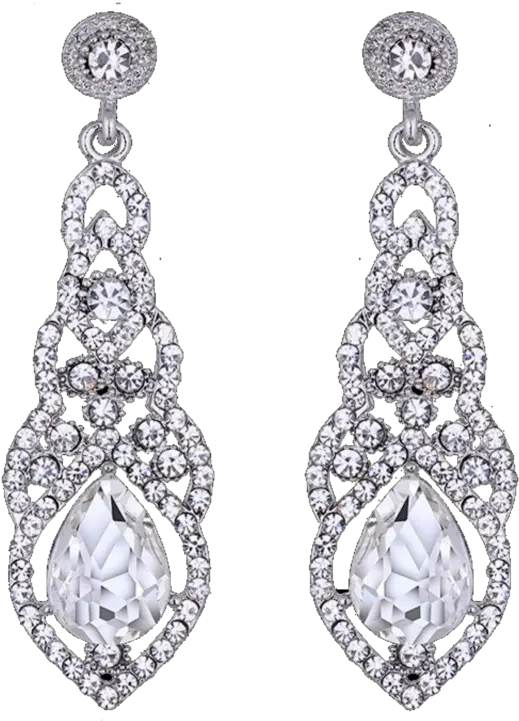  Download Fancy Diamond Earrings Full Size Png Image Pngkit Rhinestone Chandelier Earrings Silver Diamond Earrings Png