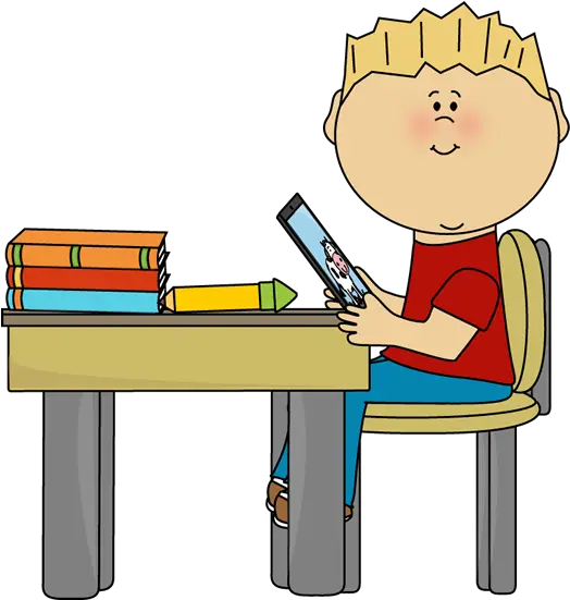  Boy Sitting Table Work Clipart Png Student At Desk Icon