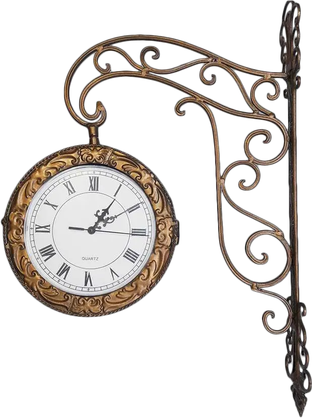  Vintage Large Wrought Iron Double Sided Quartz Train Clock Singapore Botanic Gardens Png Vintage Clock Png