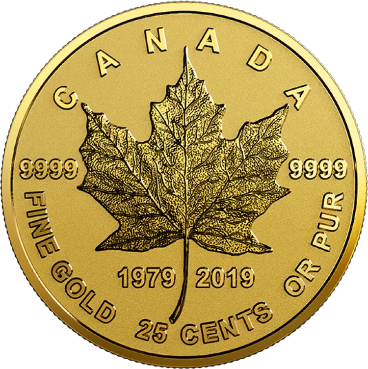  2019 1979 Canadian 25cent Gold Maple Leaf 40th Anniv 05 G Pure Gold Coin Maple Leaf Gold 2019 Png Canada Maple Leaf Png