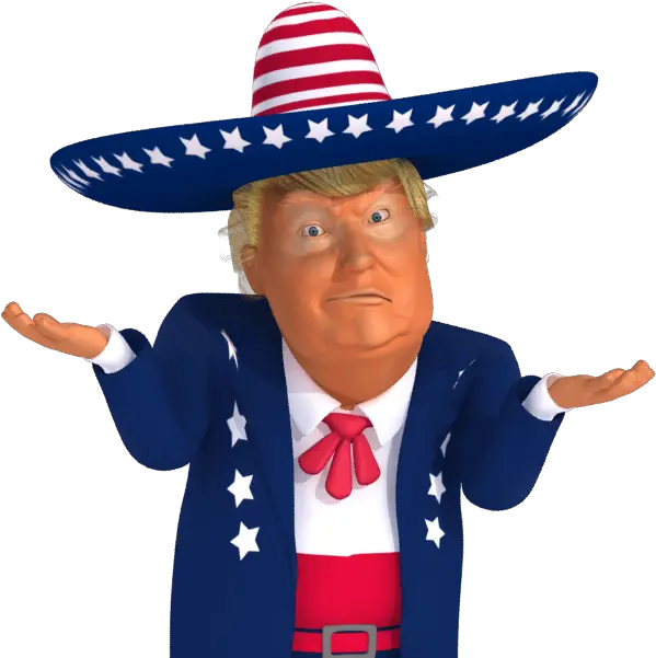  Trumpstickers Shoulder Shrug 3d Mexican 3d Cartoon Models Trump Png Shrug Png