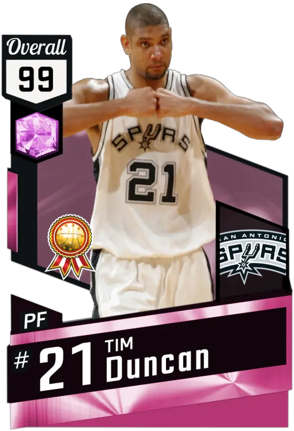  03 Tim Duncan Pink Diamond Card Png Nba 2k17 Star Icon