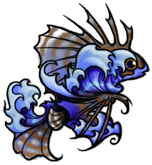  Hawaiian Lionfish And Waves Tattoo Design By Sleepwalks Tattoo Png Wave Clipart Png