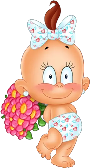  Cute Baby With Flowers Cartoon Clip Art Desenhos Fofos De Bebês Png Girl Clipart Transparent Background