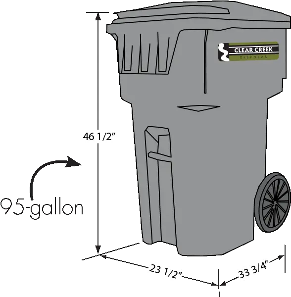  95 Gallontrashcart Clear Creek Disposal School Garbage Bin Dimensions Png Trash Transparent