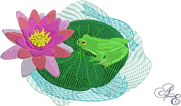  Frog Machine Embroidery Art Of Embroidery Sacred Lotus Png Lily Pad Png