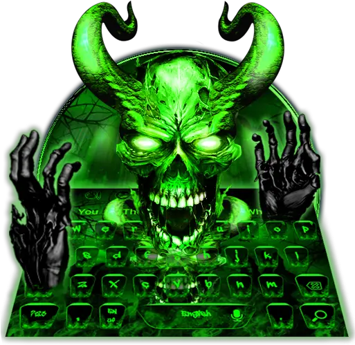  Amazoncom Neon Hell Zombie Skull Keyboard Theme Appstore Skull Png Zombie Hands Png