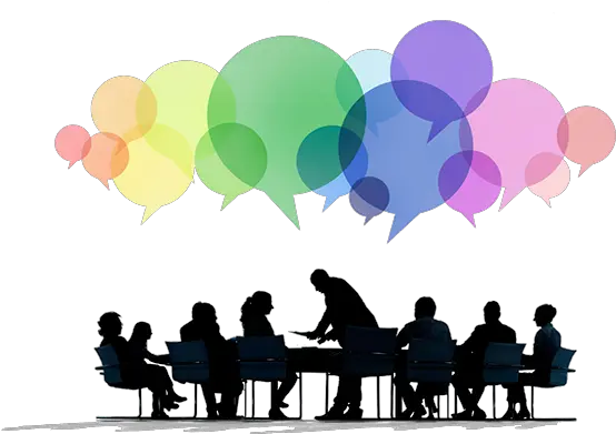  Download Group Of People With Creative Speech Bubbles Transparent Background Discussion Clipart Png Panel Png