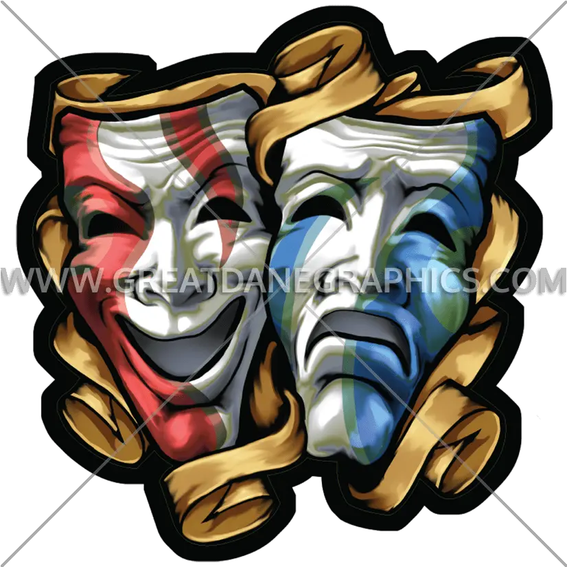  Drama Masks Colored Production Sad And Happy Mask Colored Png Drama Mask Png