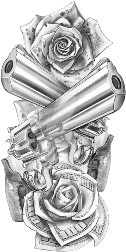  Download Machine Tattoo Flash Firearm Sleeve Free Png Hq Female Gun And Rose Tattoo Tatuajes Png
