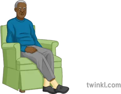  Old Man Sitting In Armchair Illustration Twinkl Sitting Png Person Sitting In Chair Png