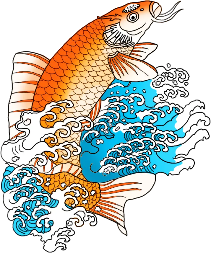  Library Of Fish In The Waves Clip Royalty Free Png Files Koi Fish Drawing Color Wave Clipart Transparent