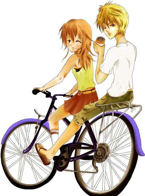  Clip Free Riding By Blu Tea Anime Bicycle Png Transparent 2 People Riding A Bike Anime Bike Png