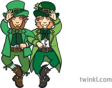  Leprechauns Dancing Illustration Twinkl Leprechaun Png Leprechaun Png