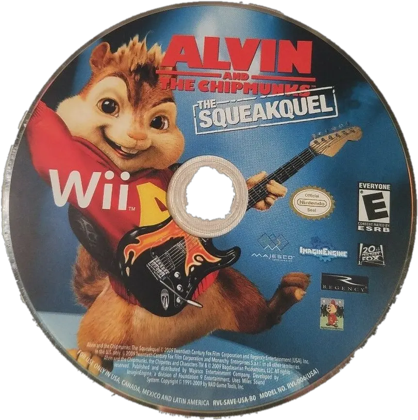  Download Hd Alvin And The Chipmunks Alvin And The Alvin And The Chipmunks The Squeakquel Wii Disc Png Alvin Png