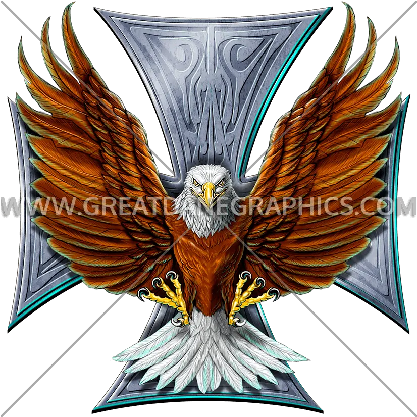  Maltese Cross Flying Eagle Production Ready Artwork For T Sticker Png Eagle Flying Png