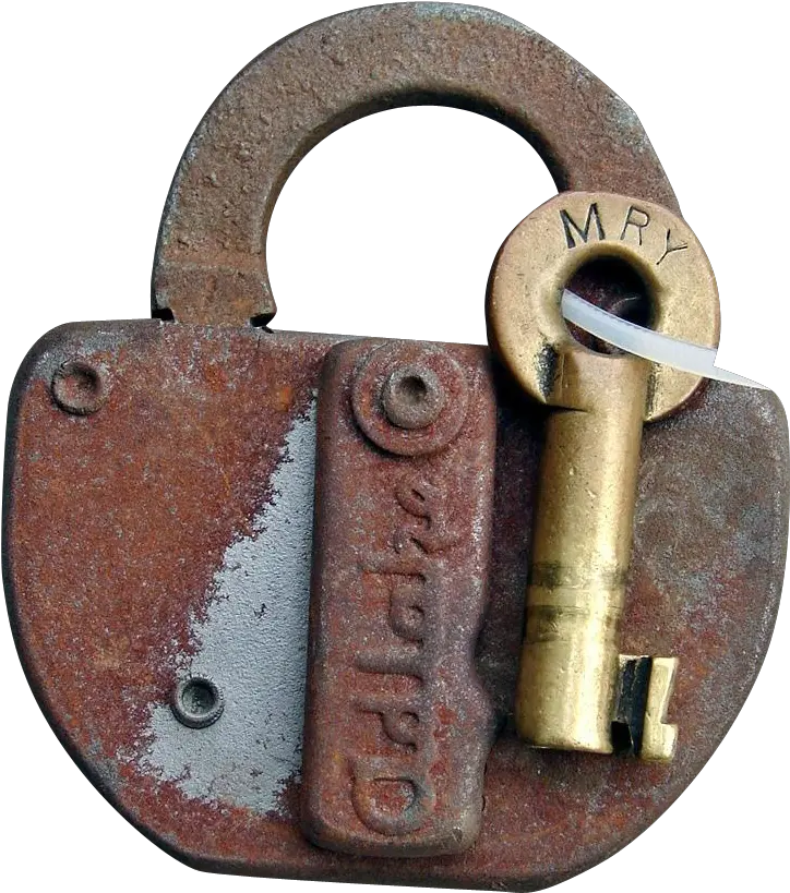  Vintage Monongahela Railroad Mry Lock And Key Set Rust Png Lock And Key Png