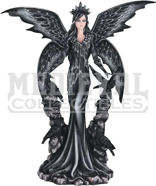  Download Elegant Dark Angel With Ravens Statue Png Black Dark Angel Fairy Angel Statue Png