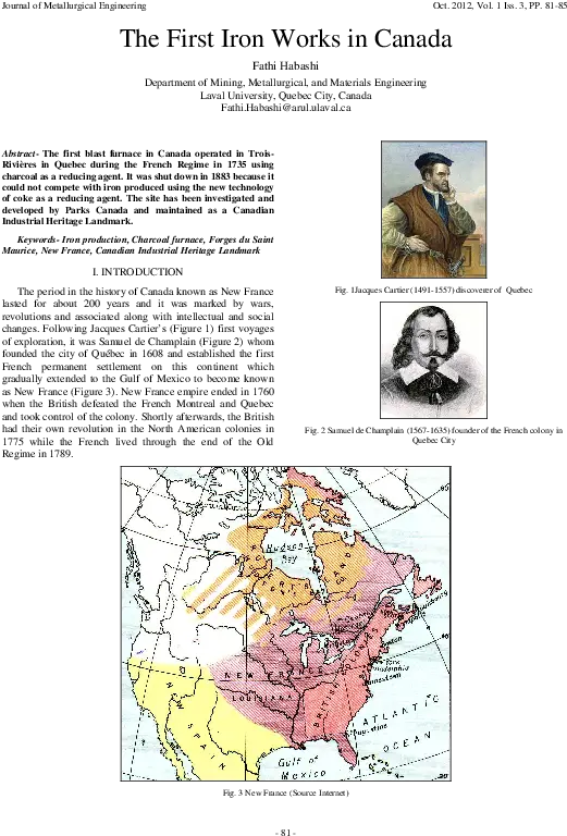  Pdf The First Iron Works In Canada Co Sep Academiaedu Jacques Cartier Png Saint Maurice Icon