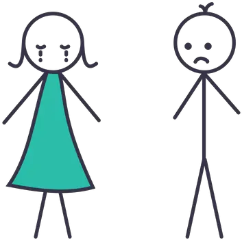  Sad Icon Of Colored Outline Style Romantic Girl And Boy Cartoon Png Sad Person Png