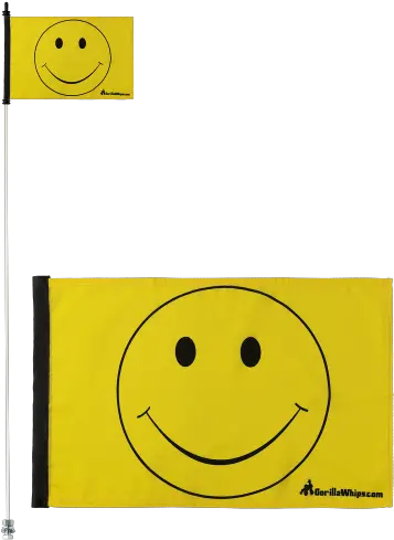  Yellow Smiley Face 12 X 18 Safety Flag W Black Or White 14 6u0027 Whip Happy Png Smiley Face Black Icon Transparent