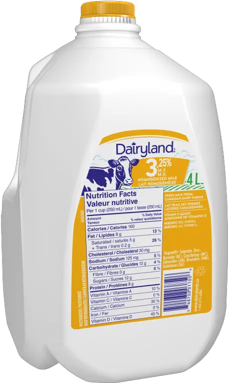  Dairyland Homogenized Milk 4 Litre Jug 4 Litre Milk Jug Png Milk Jug Png