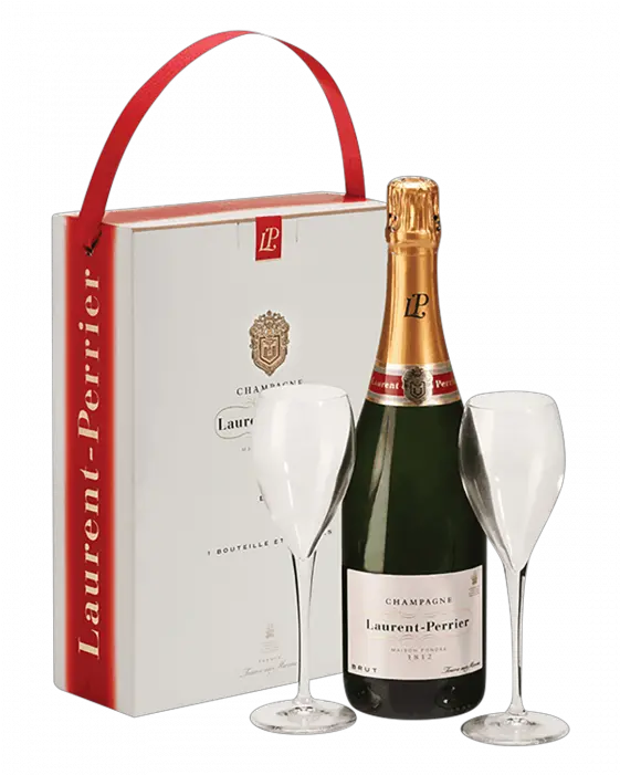  Laurent Perrier Lp Brut Nv And 2 Flutes Gift Set Champagne Png Champagne Flute Png