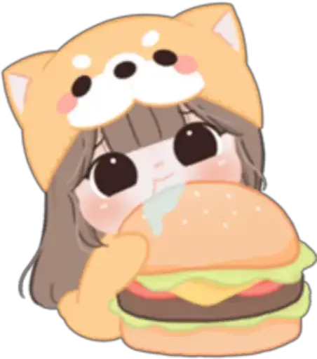  Sticker Maker Cute Niña Shiba Hamburger Bun Png Dva Rabbit Icon