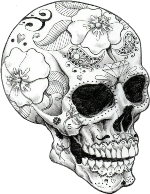  Download Royalty Free Draw Tattoo Blackandwhite Mexicanskull Png Mexican Skull