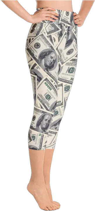  100 Dollar Bill Yoga Capri Leggings U2013 Striking Leggings Png 100 Dollar Bill Png