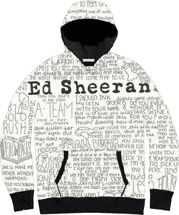  Ed Sheeran Lyrics Collage All Over Hoodie U0026 Sweatshirt Hoodie Png Ed Sheeran Png