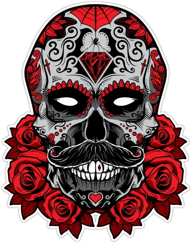  Debonair Sugar Skull Die Cut Sticker Tumblr Png Sugar Skull Png