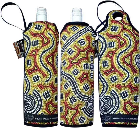  Bunabiri Aboriginal Art Neoprene Wine Bottle Cooler Possum Dreaming Water Bottle Png Possum Transparent