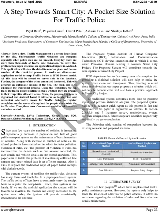  Pdf A Step Towards Smart City Pocket Size Solution For Document Png Traffic Cop Icon