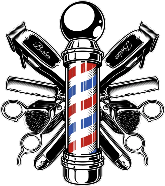  Barber Shop Pole With Crossed Transparent Barber Pole Png Barber Clippers Png