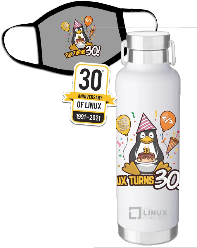  30th Anniversary Of Linux U2013 Tagged Sticker Cylinder Png Linux Tux Icon