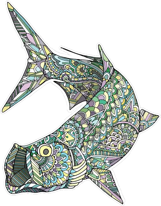  Andrea Larko Zentangle 6 Open Mouth Tarpon Sticker Fish Png Open Mouth Png