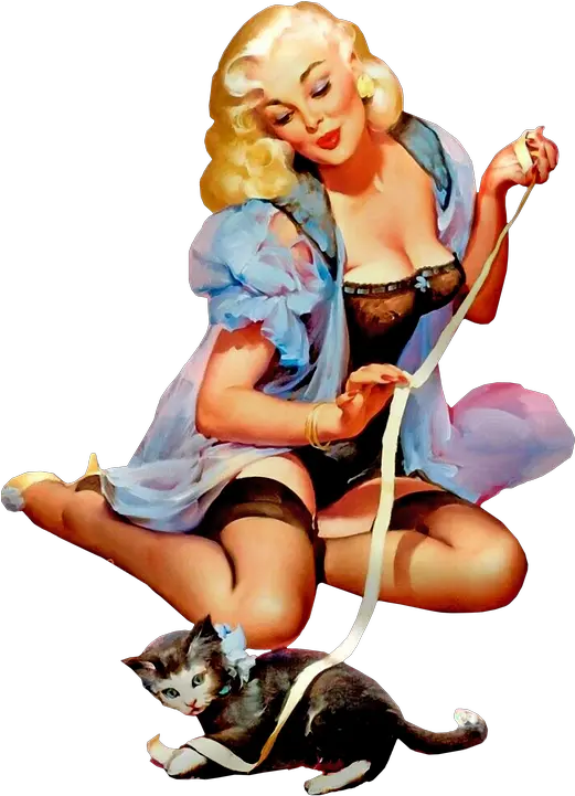  Retro Pin Up Girls Dogs Cats Pin Up Girl With A Cat Png Pin Up Girl Png