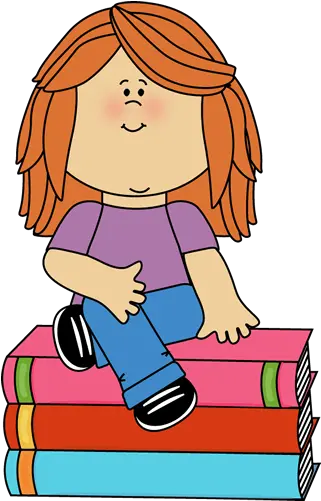  Png Kids Girl Sitting On Books Clipart Books Clipart Png