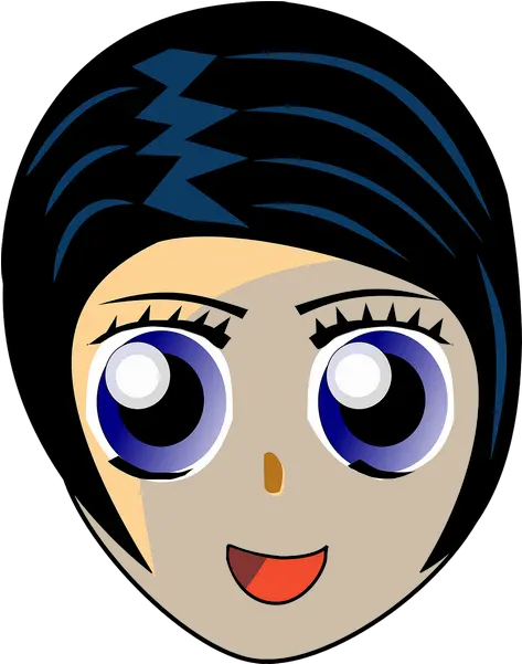  Girl Face Head Black Hair Transparent Png Images U2013 Free Black Hair Blue Eyes Cartoon Girl Face Png